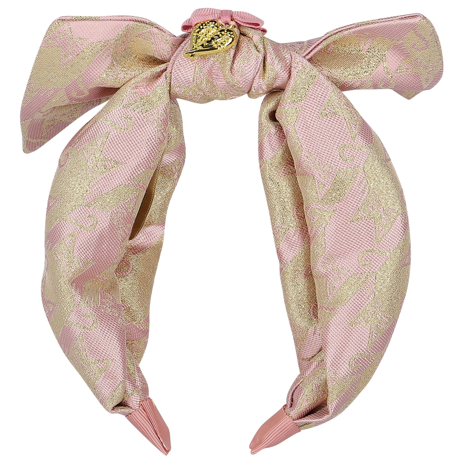 Girls Pink & Gold Bow Headband, 15, hi-res