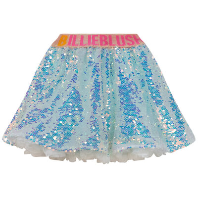 Girls Blue Iridescent Sequin Skirt