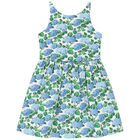Girls White & Blue Floral Dress, 1, hi-res