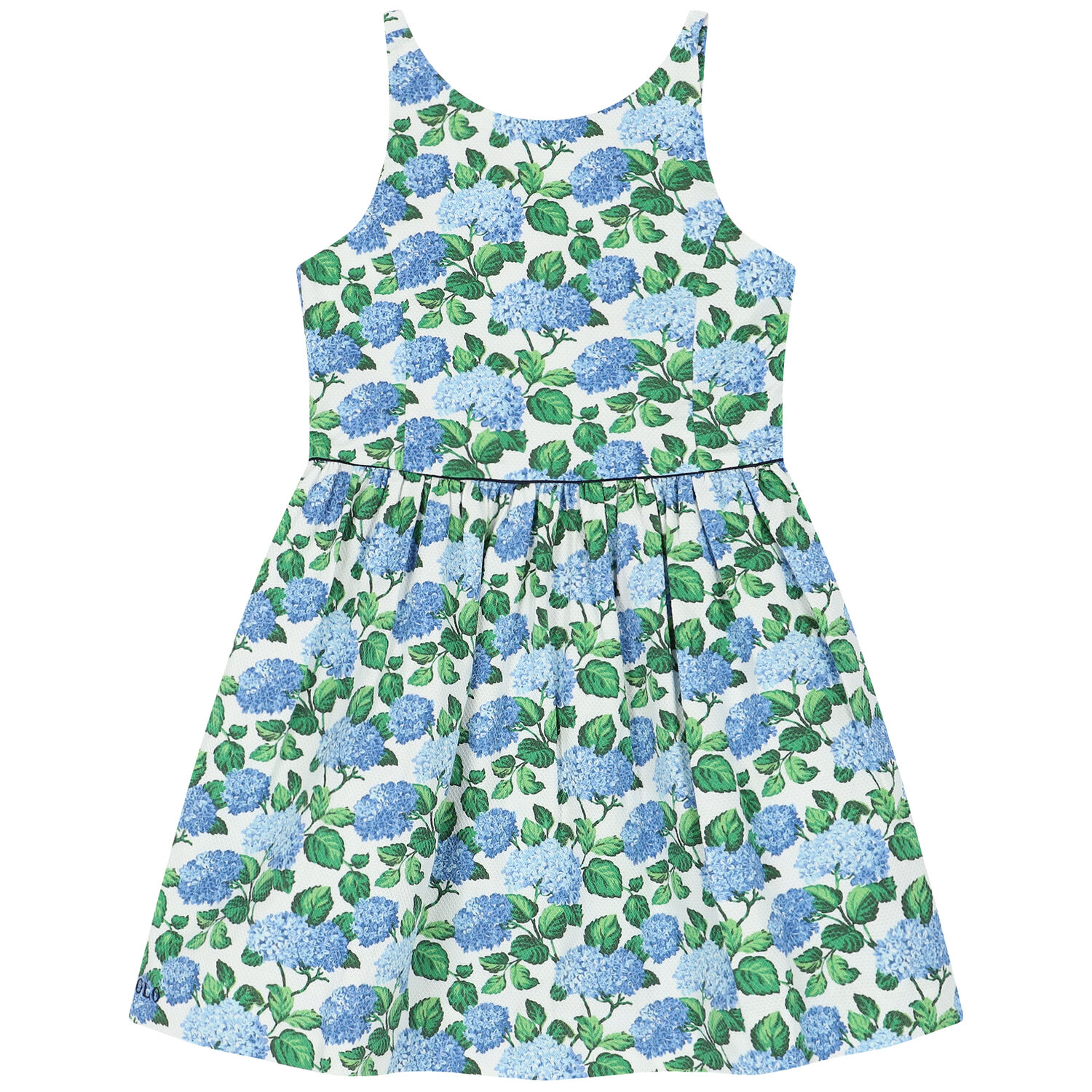 Girls White & Blue Floral Dress, 1, hi-res