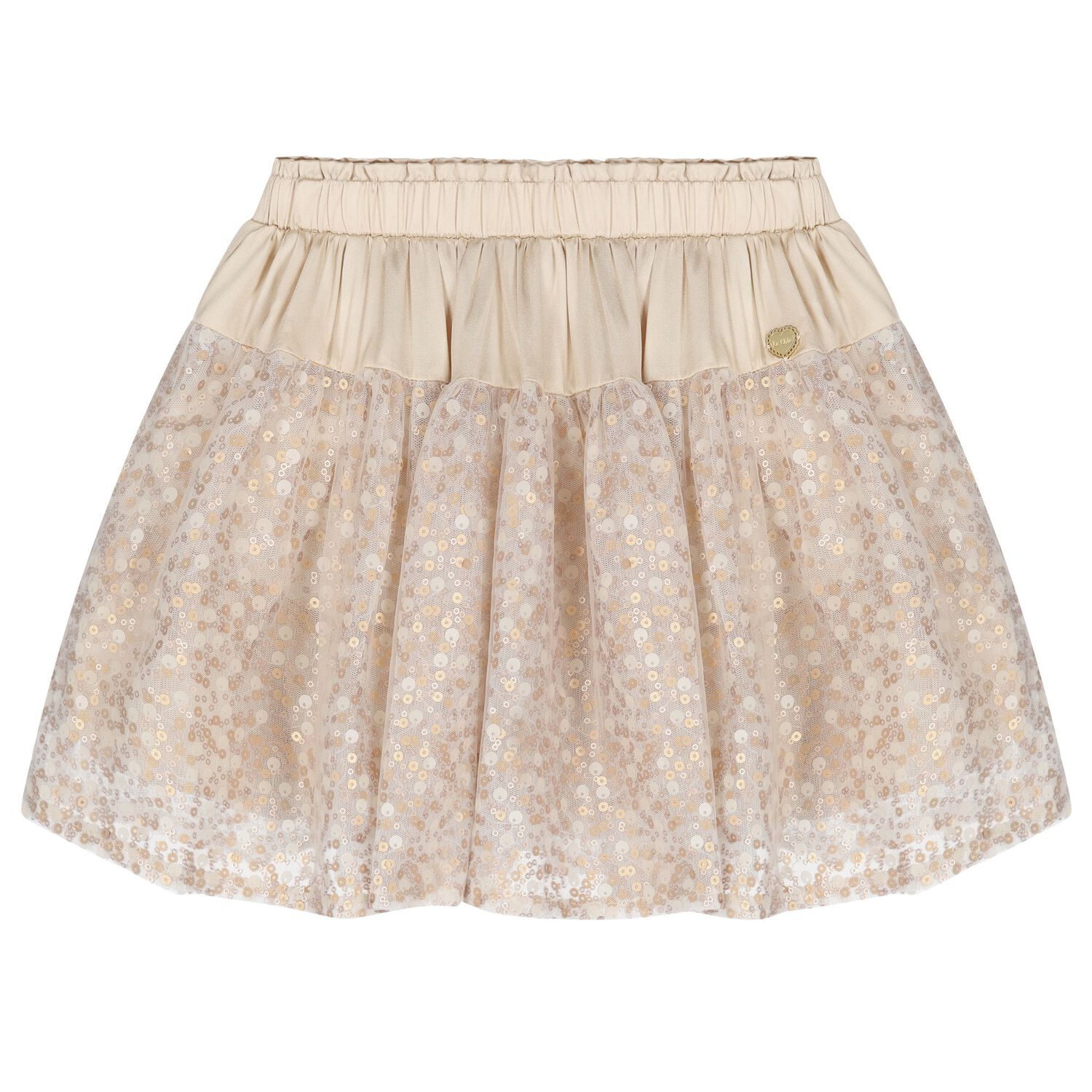 Girls Beige Satin & Sequin Skirt, 1, hi-res image number null