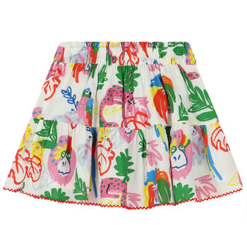 Girls Ivory Animals & Leaves Skirt