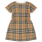 Baby Girls White & Beige Check Dress Set, 1, hi-res