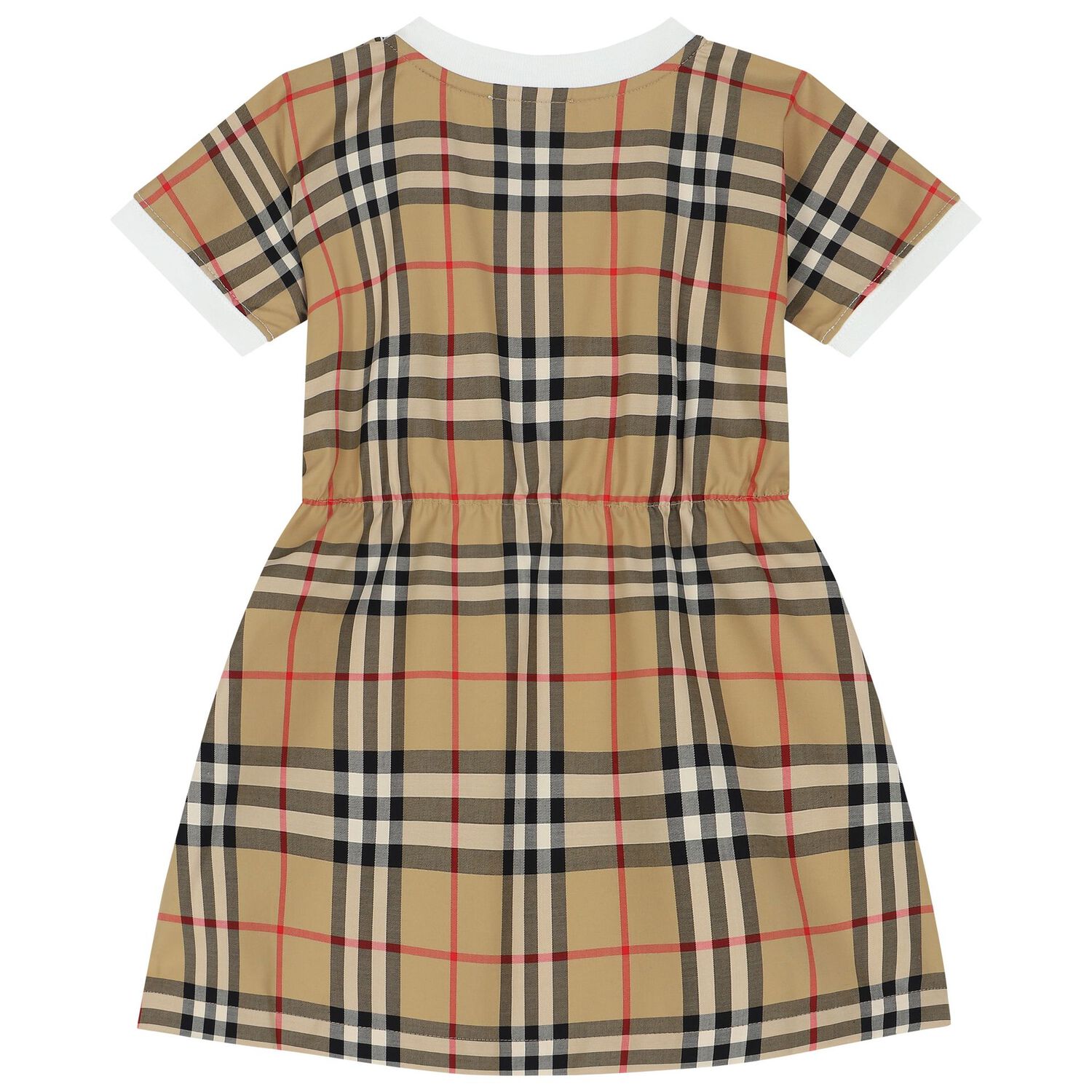 Baby Girls White & Beige Check Dress Set, 1, hi-res