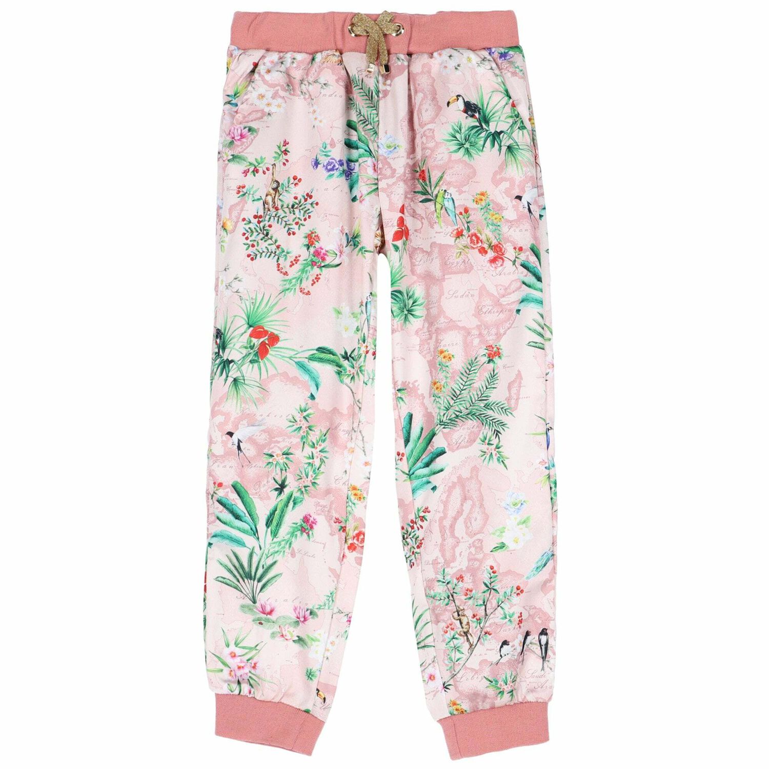 Girls Pink Floral Geo Map Tracksuit, 1, hi-res