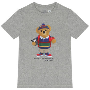 Boys Grey Polo Bear T-Shirt