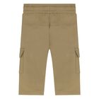 Younger Boys Beige Logo Trousers, 1, hi-res