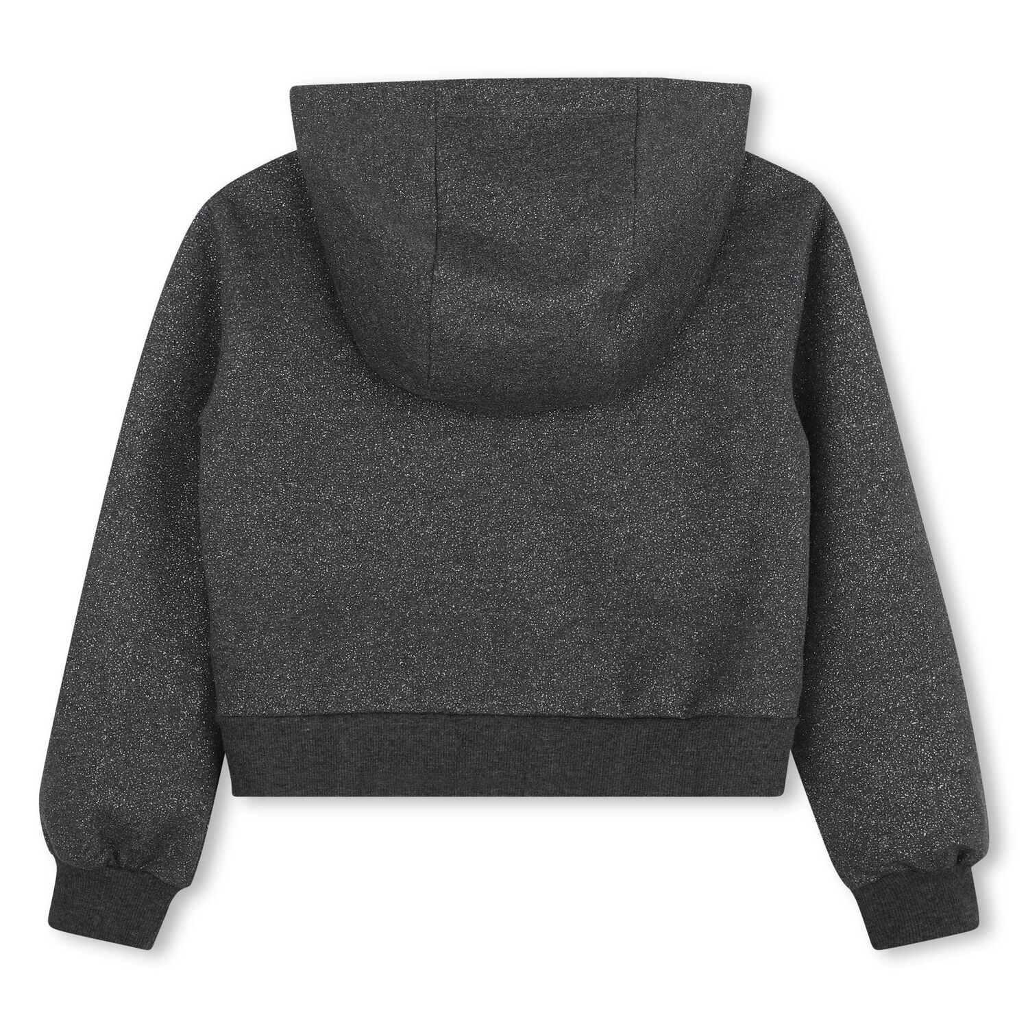 Girls Grey Hooded Zip Up Top, 1, hi-res