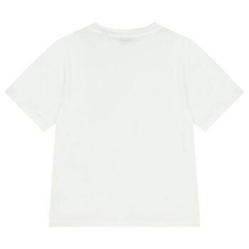 تيشيرت باللون أبيض بشعار منقوش