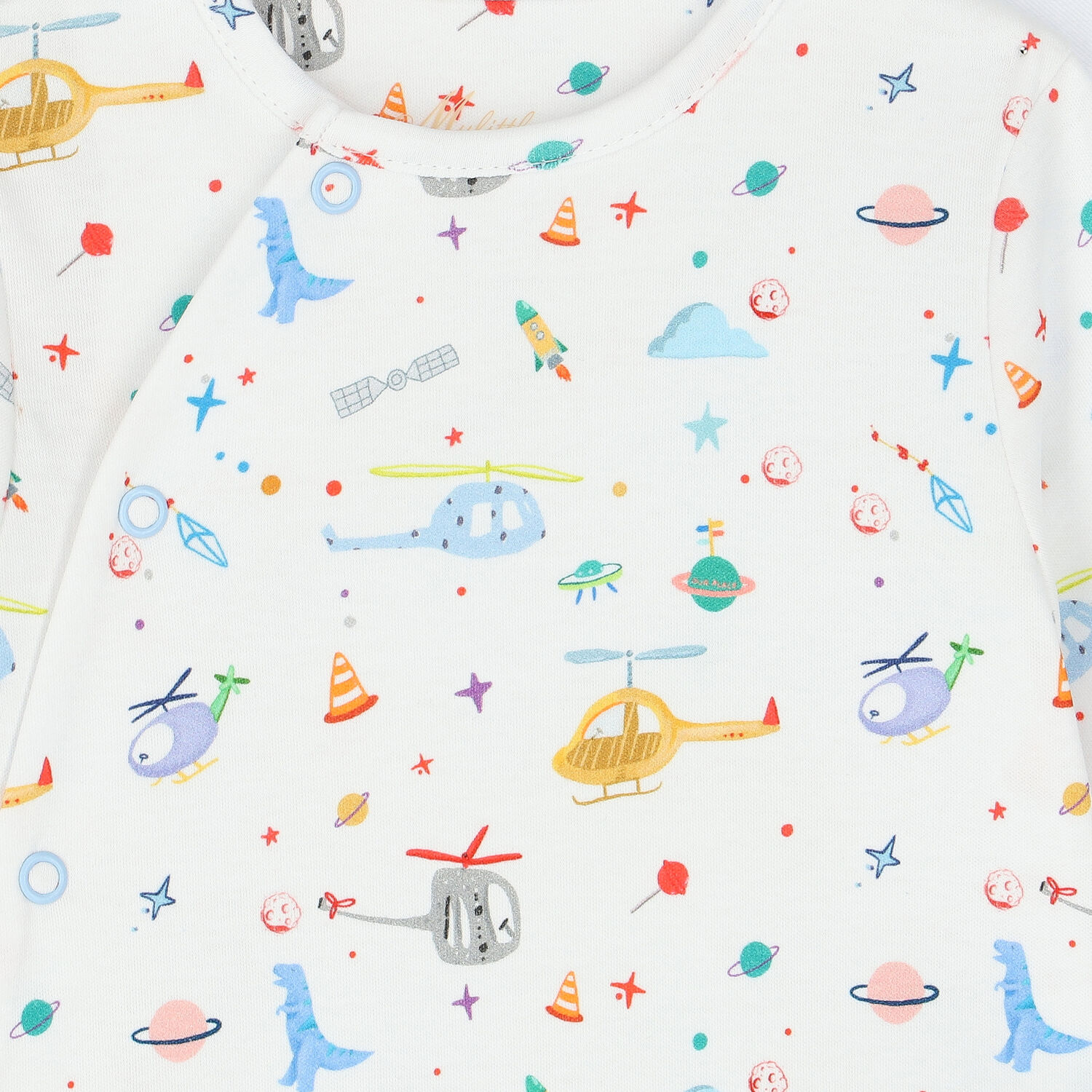 Baby Boys White Helicopter Babygrow, 1, hi-res