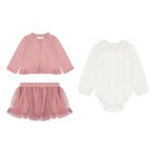 Baby Girls Pink & Ivory Piece Skirt Set, 1, hi-res