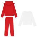 Girls White & Red Ruffled Tracksuit Set, 1, hi-res