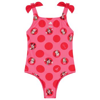 Girls Pink & Red Minnie Mouse Swimsuit