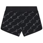 Girls Black Logo Shorts, 1, hi-res
