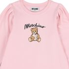 Girls Pink Teddy Bear Logo Dress, 1, hi-res