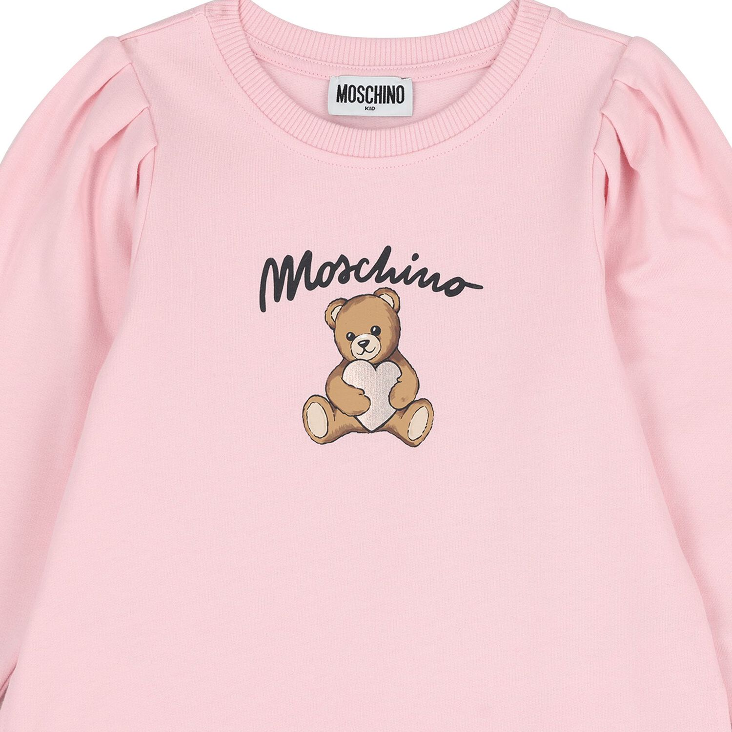 Girls Pink Teddy Bear Logo Dress, 1, hi-res