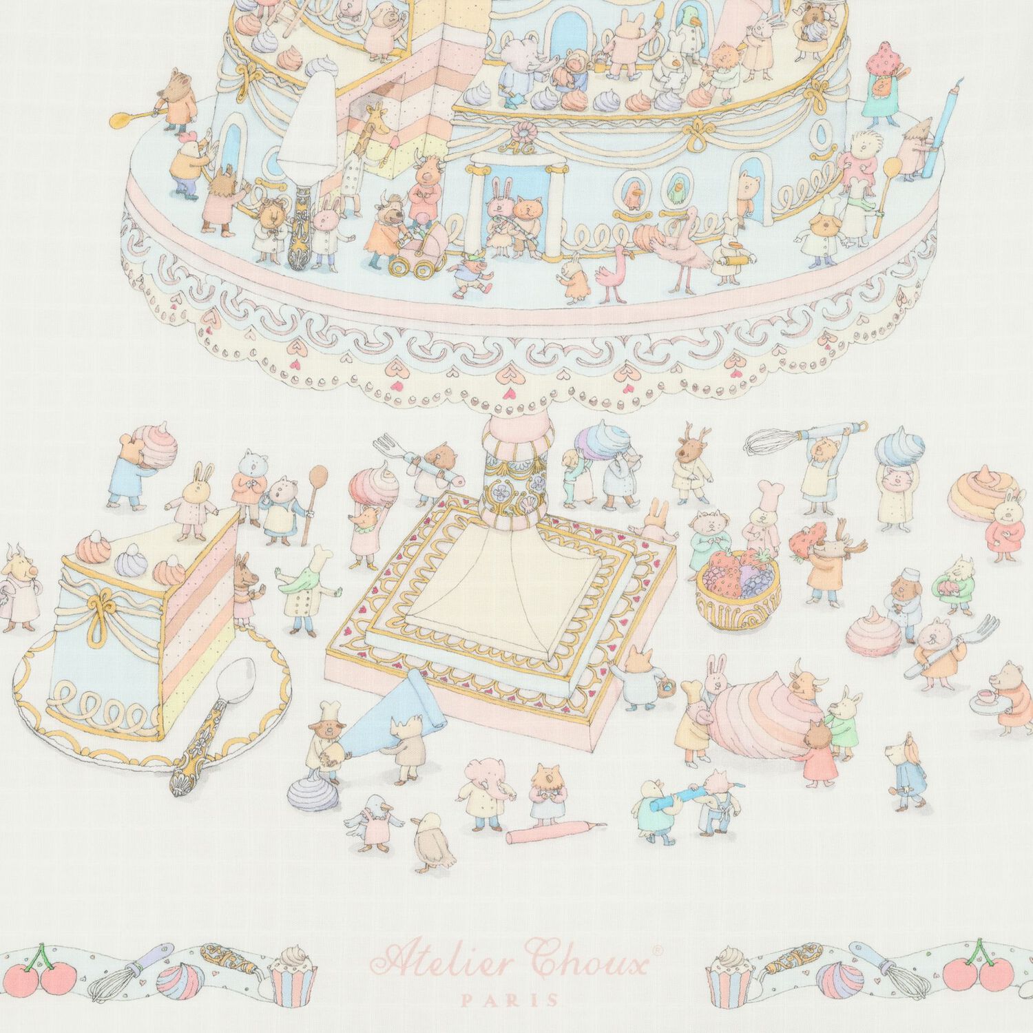 بطانية قماط بطبعة كعكة باللون الأبيض للأطفال, 1, hi-res image number null