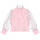 طقم تنورة بنات بفيونكة باللون الوردي, 1, hi-res