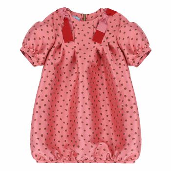 Girls Pink Polka Dot Print Dress