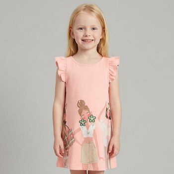 Girls Pink Ruffled Dress