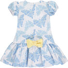 Girls White & Blue Butterfly Dress, 1, hi-res