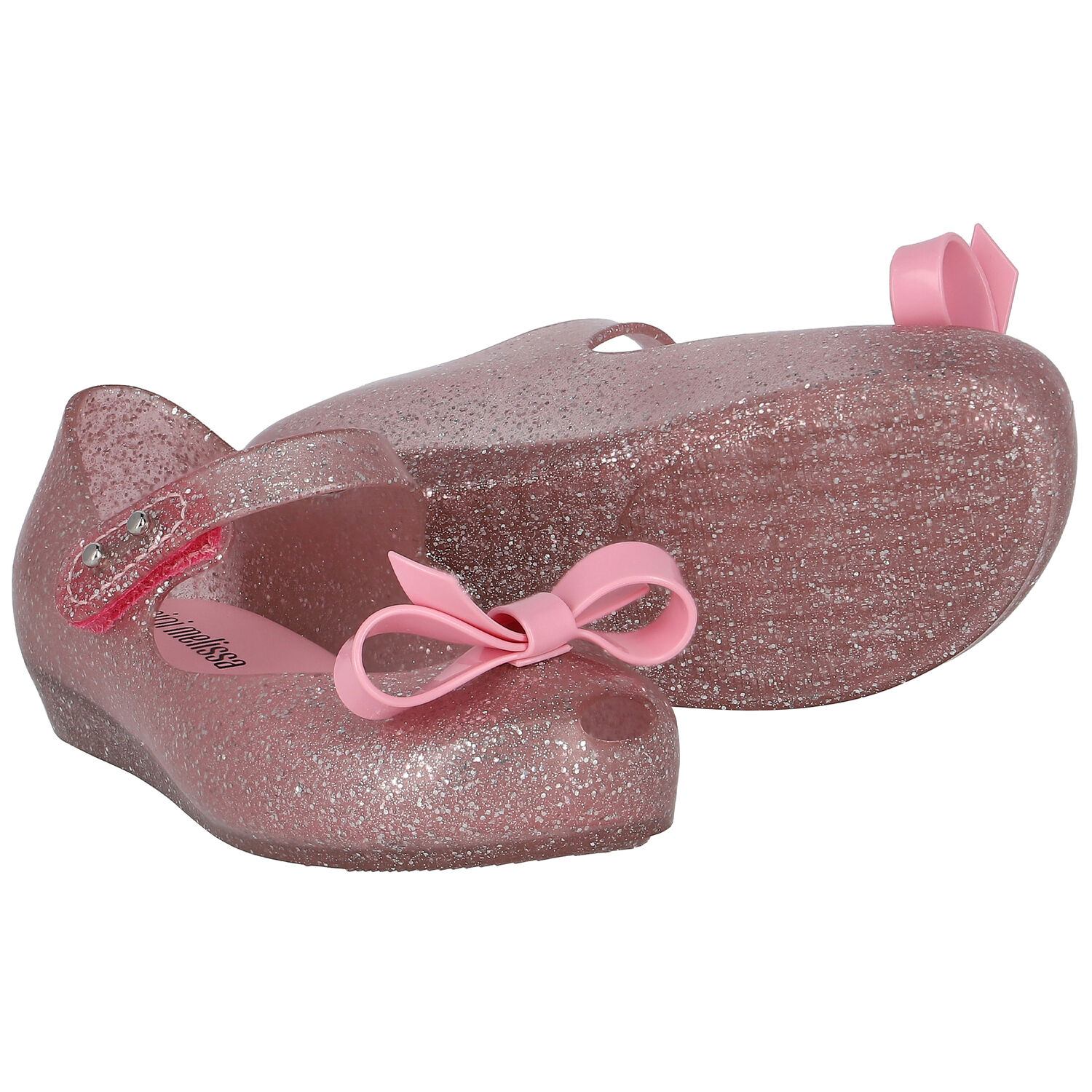 Younger Girls Pink Bow Jelly Shoes, 1, hi-res