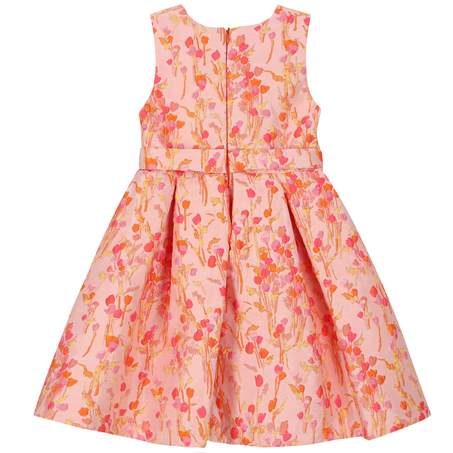 Girls Pink Floral Jacquard Dress, 1, hi-res image number null