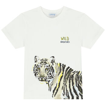 Boys White Tiger T-Shirt