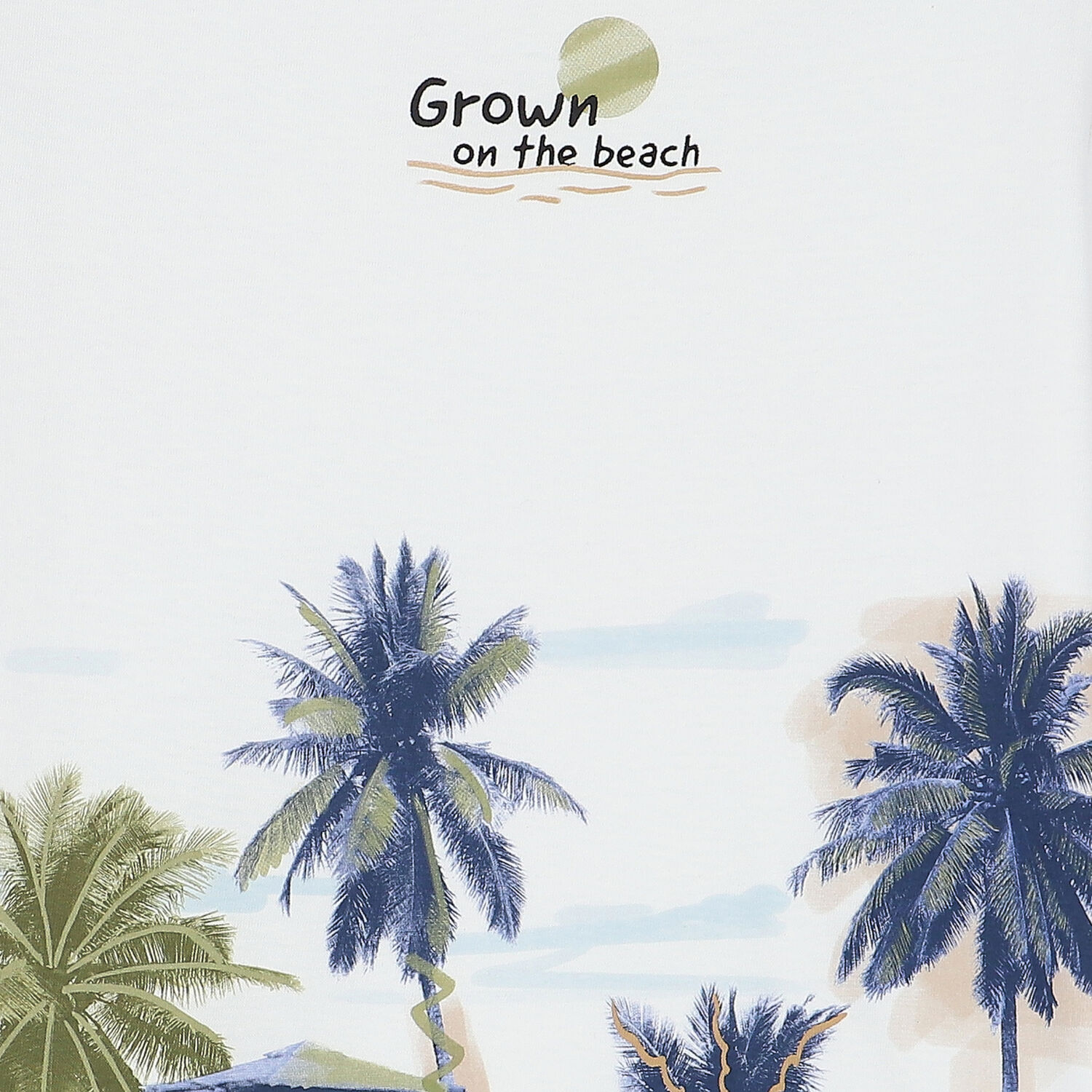 طقم شورت بطبعة أشجار النخيل باللون الابيض والاصفر للاولاد, 1, hi-res