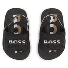 Boys Black Logo Sandals , 1, hi-res