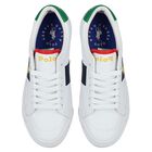 Boys White & Navy Blue Logo Trainers, 1, hi-res