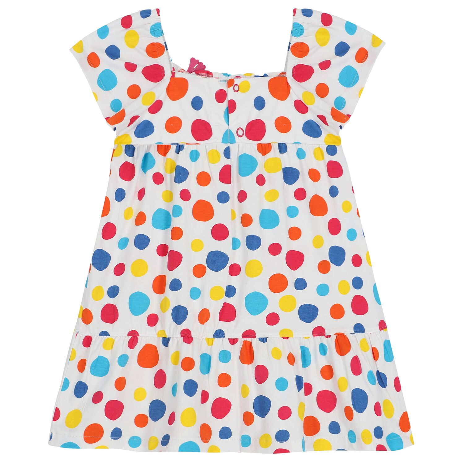 Girls White Polka Dot Dress, 1, hi-res
