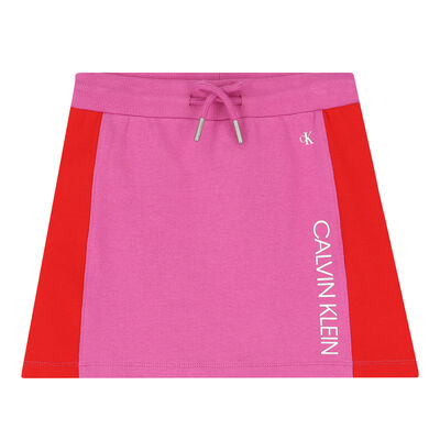 Girls Pink & Red Logo Skirt