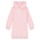 Girls Pink Logo Hooded Dress, 1, hi-res