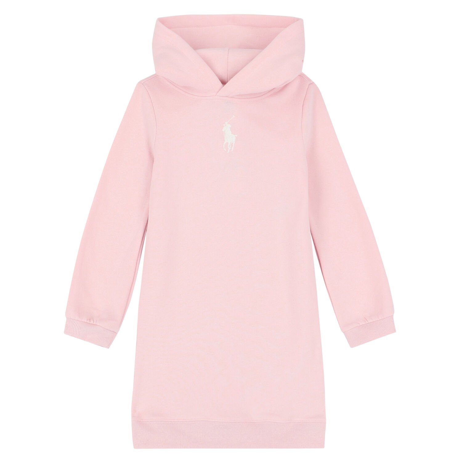 Girls Pink Logo Hooded Dress, 1, hi-res
