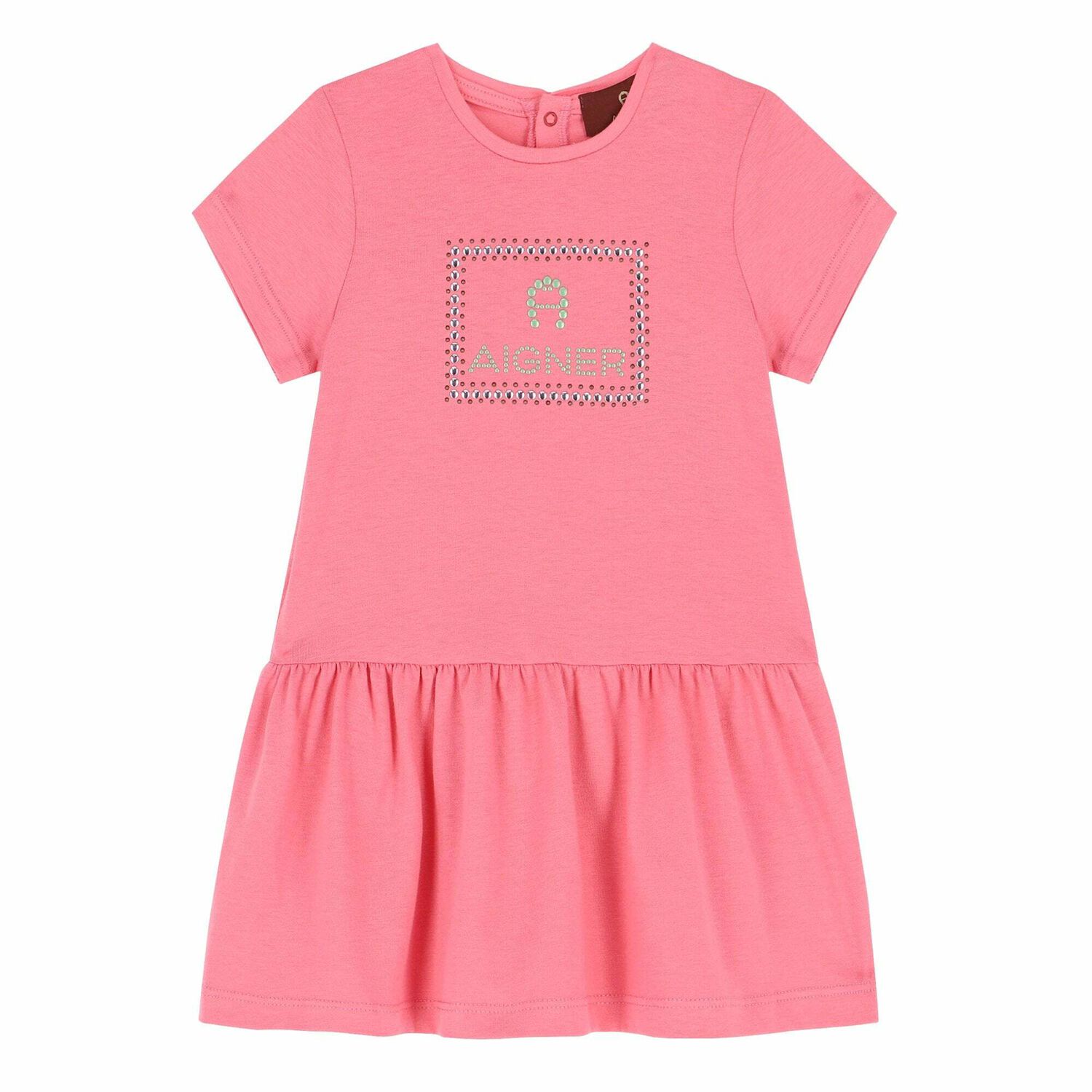 Younger Girls Pink & Green Logo Dress, 1, hi-res image number null