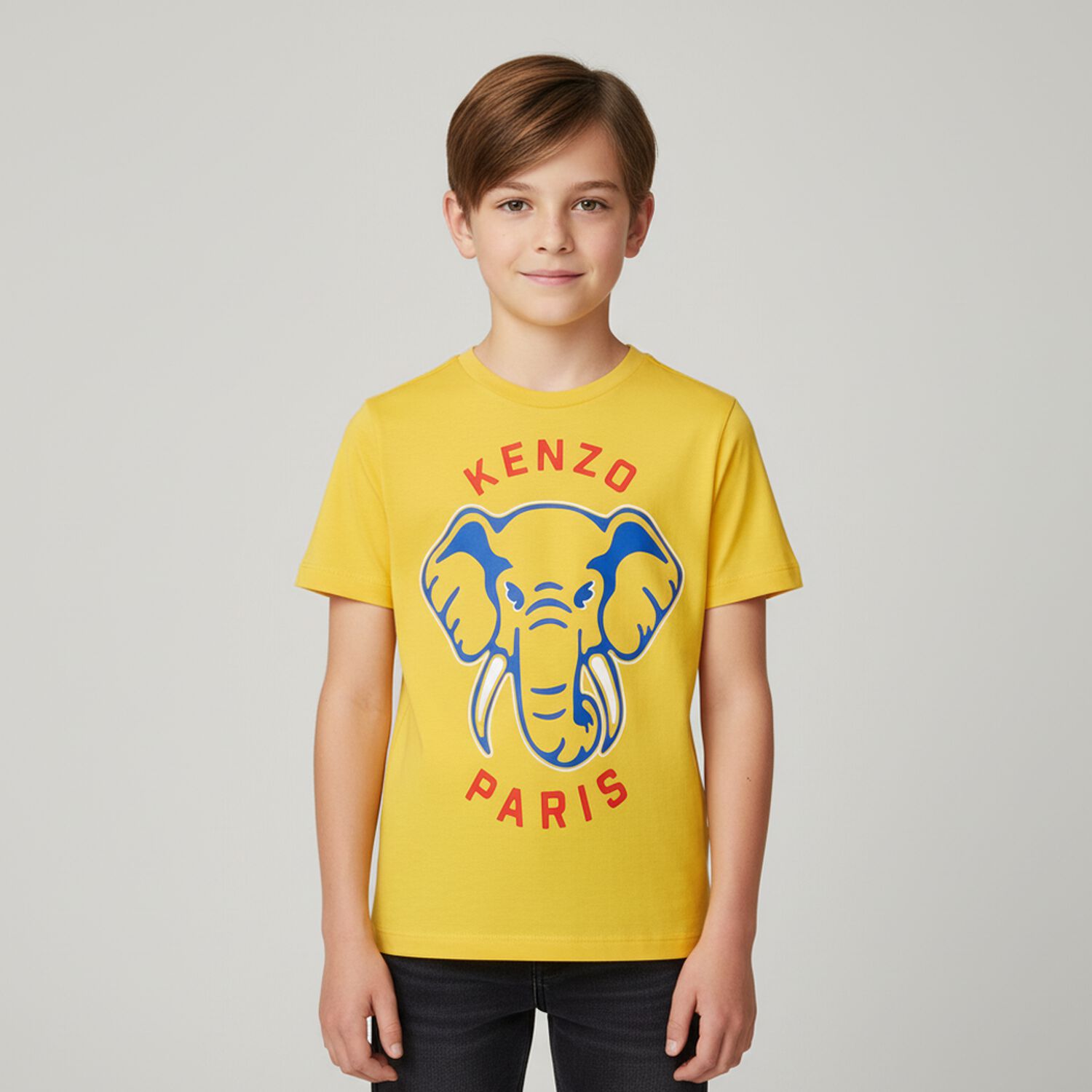 تيشيرت أولاد بشعار الفيل باللون الأصفر, 2, hi-res