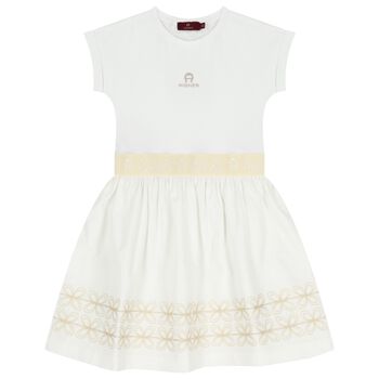 Girls White Logo Dress