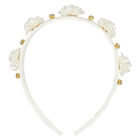 Girls Ivory Velvet Embellished Headband, 1, hi-res