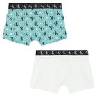 Boys White & Green Boxer Shorts (2-Pack), 2, hi-res