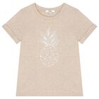 Girls Beige Pineapple T-Shirt, 1, hi-res