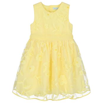 Girls Yellow Cut-Out flowers Dress