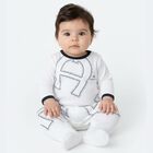 Baby Boys White Logo Babygrow, 1, hi-res