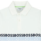 Boys White Logo Polo Shirt, 1, hi-res