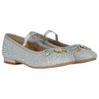 حذاء بنات بفيونكة باللون الفضي, 2, hi-res