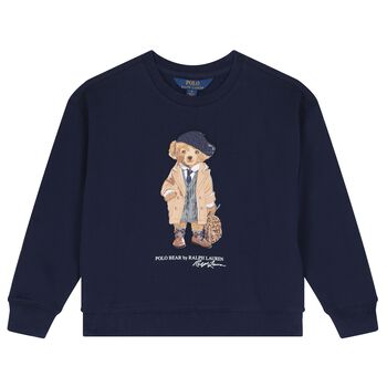 Girls Navy Blue Polo Bear Logo Sweatshirt