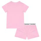 Girls Pink Logo Pyjamas, 1, hi-res