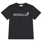 تي شيرت أسود بشعار للأولاد, 1, hi-res