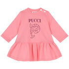 Younger Girls Pink Logo Dress, 1, hi-res