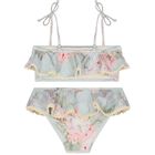مايوه بنات بيكيني بطبعة الزهور باللون الأزرق, 1, hi-res